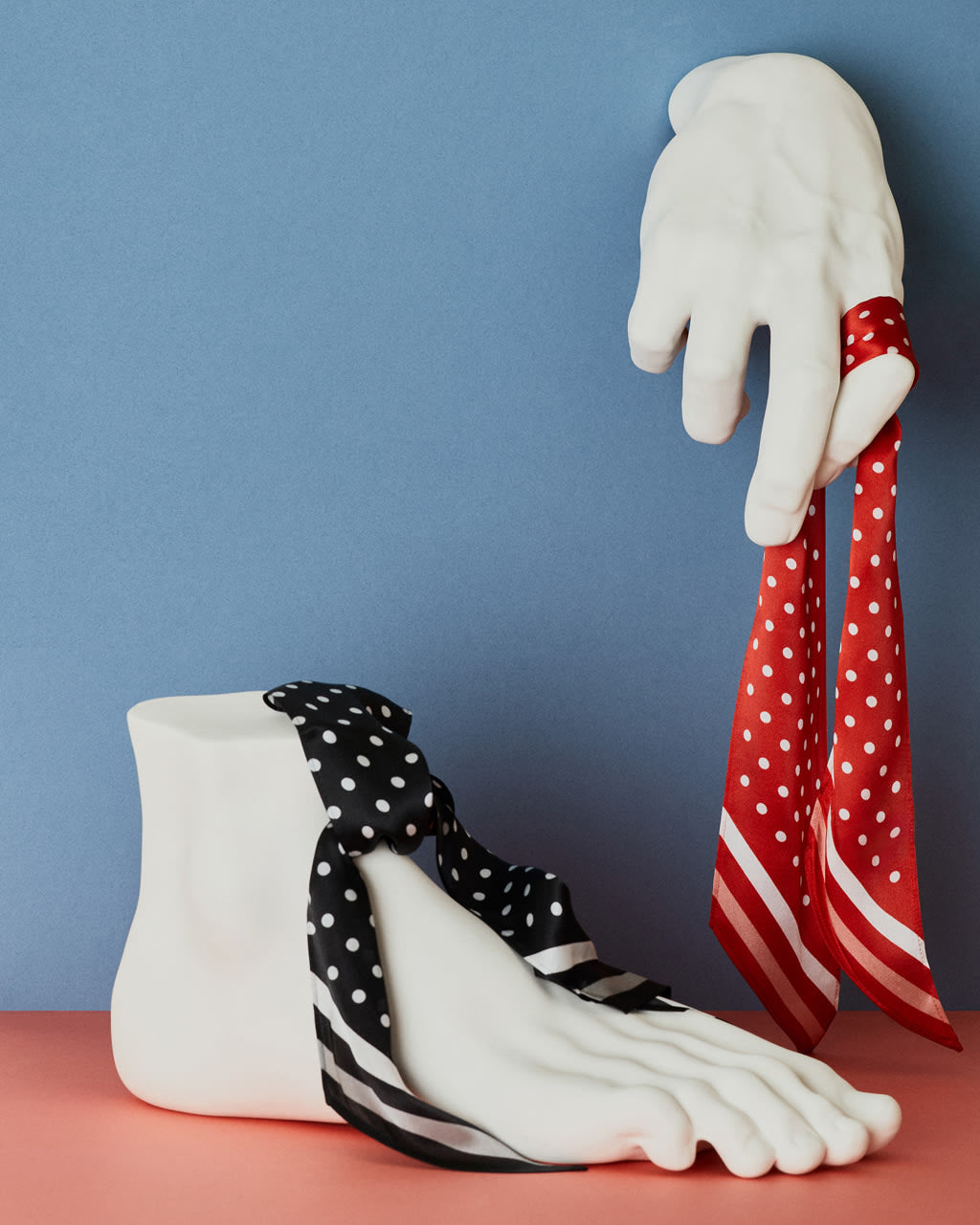 Polka Dot Silk Neck Scarf Black