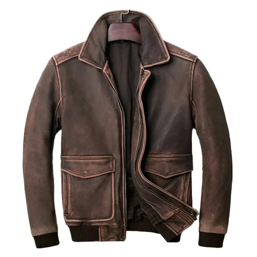 Vintage Brown Leather Motorcycle Jacket